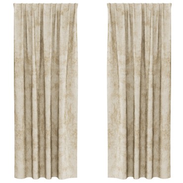 vidaXL Βελούδινες Κουρτίνες 2 τμχ. Κρεμ 225x140cm Βελούδο
