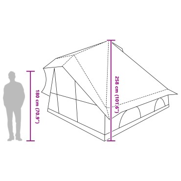 vidaXL Οικογενειακή Τέντα Tipi Γκρι και Πορτοκαλί 8-Ατόμων Αδιάβροχη