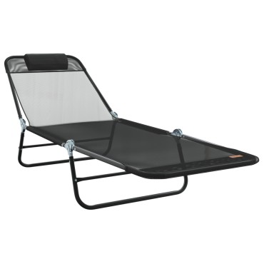 vidaXL Πτυσσόμενη ξαπλώστρα Μαύρο 182x55x85,5cm Textilene