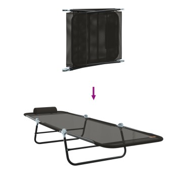 vidaXL Πτυσσόμενη ξαπλώστρα Μαύρο 182x55x85,5cm Textilene