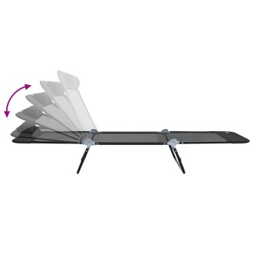 vidaXL Πτυσσόμενη ξαπλώστρα Μαύρο 182x55x85,5cm Textilene