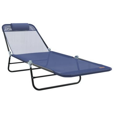 vidaXL Πτυσσόμενη ξαπλώστρα Σκούρο μπλε 182x55x85,5cm Textilene