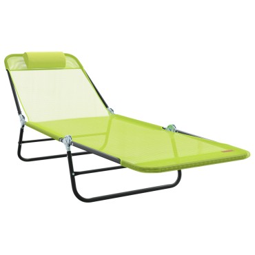 vidaXL Πτυσσόμενη ξαπλώστρα Πράσινο 182x55x85,5cm Textilene