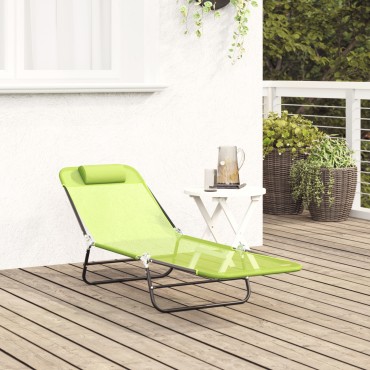 vidaXL Πτυσσόμενη ξαπλώστρα Πράσινο 182x55x85,5cm Textilene