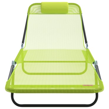 vidaXL Πτυσσόμενη ξαπλώστρα Πράσινο 182x55x85,5cm Textilene