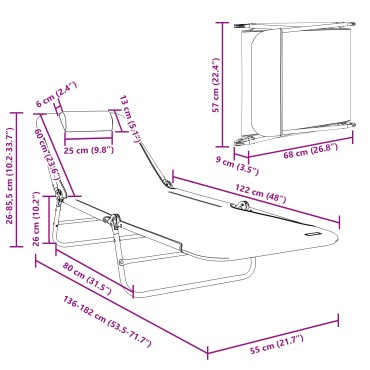 vidaXL Πτυσσόμενη ξαπλώστρα Πράσινο 182x55x85,5cm Textilene