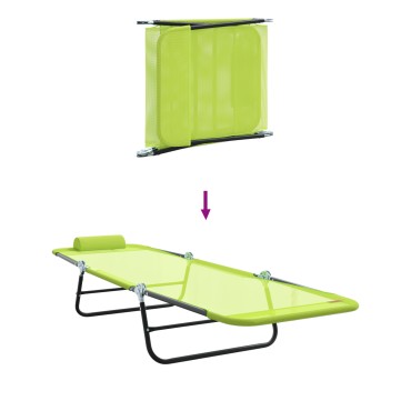 vidaXL Πτυσσόμενη ξαπλώστρα Πράσινο 182x55x85,5cm Textilene