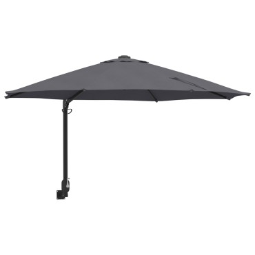 vidaXL Ομπρέλα Στο Patio Ανθρακί Χάλυβας με Επίστρωση Πούδρας, Πολυεστέρας
