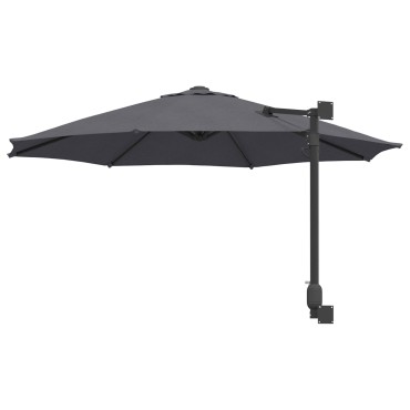 vidaXL Ομπρέλα Στο Patio Ανθρακί Χάλυβας με Επίστρωση Πούδρας, Πολυεστέρας
