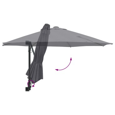 vidaXL Ομπρέλα Στο Patio Ανθρακί Χάλυβας με Επίστρωση Πούδρας, Πολυεστέρας