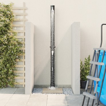 vidaXL Υπαίθρια ηλιακή ντουζιέρα Μαύρο 217 εκ. PVC και Αλουμίνιο
