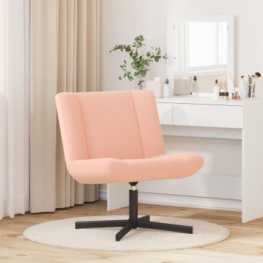 vidaXL Περιστρεφόμενη καρέκλα Ροζ 63x75x76cm Δέρμα Πρόβατου