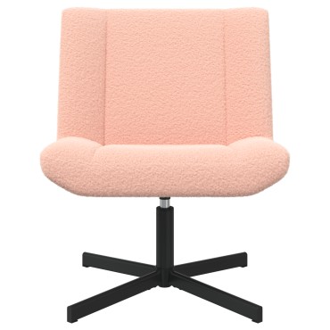 vidaXL Περιστρεφόμενη καρέκλα Ροζ 63x75x76cm Δέρμα Πρόβατου