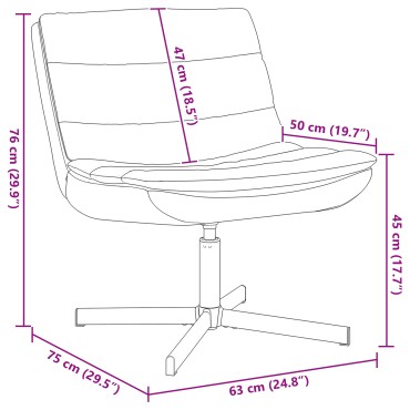 vidaXL Περιστρεφόμενη καρέκλα Γκρι 63x75x76cm Τεχνητό Δέρμα