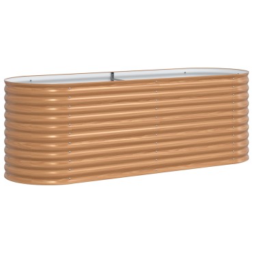 vidaXL Καφέ Υψηλό Κρεβάτι Κήπου - Όψη Ξύλου 240x80x81 εκ. Ατσάλι