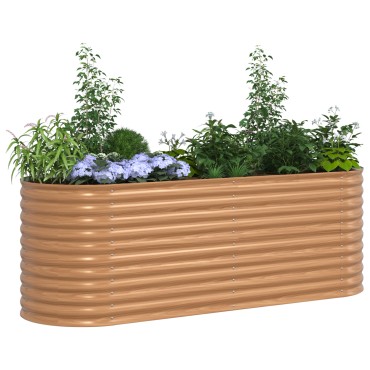vidaXL Καφέ Υψηλό Κρεβάτι Κήπου - Όψη Ξύλου 240x80x81 εκ. Ατσάλι