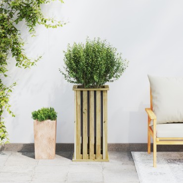 vidaXL Φυτευτής Κήπου με Λαδώμα 33x33x65 εκ. Εμποτισμένο Ξύλο Πεύκου