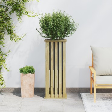 vidaXL Γλάστρα Κήπου με Λάδι 33x33x85 εκ από Ξύλο Πεύκου