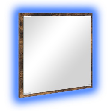 vidaXL Καθρέφτης Μπάνιου LED Καπνιστό Δρυς 40x8.5x37cm Ξύλο 1 τεμ.