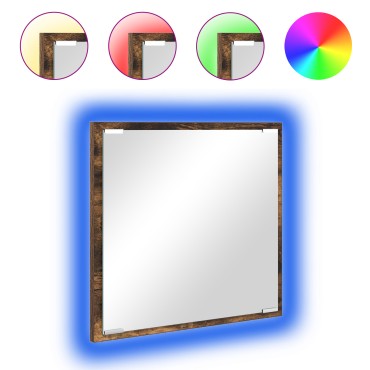 vidaXL Καθρέφτης Μπάνιου LED Καπνιστό Δρυς 40x8.5x37cm Ξύλο 1 τεμ.