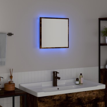 vidaXL Καθρέφτης Μπάνιου LED Καπνιστό Δρυς 40x8.5x37cm Ξύλο 1 τεμ.