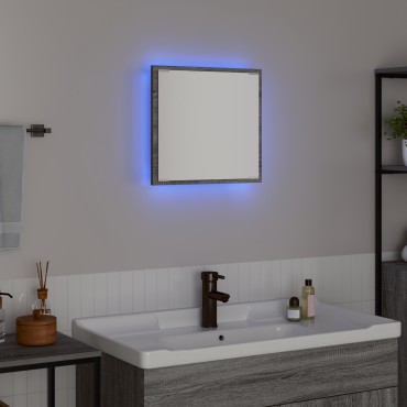 vidaXL LED Καθρέφτης Μπάνιου Γκρι Σοναμά 40x8.5x37cm Επεξεργασμένο Ξύλο