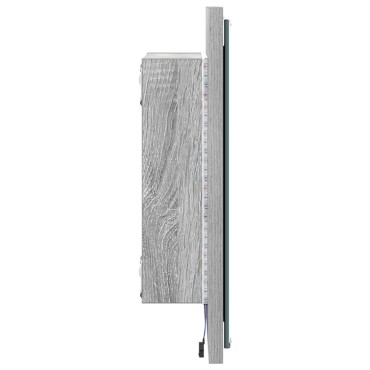vidaXL LED Καθρέφτης Μπάνιου Γκρι Σοναμά 40x8.5x37cm Επεξεργασμένο Ξύλο