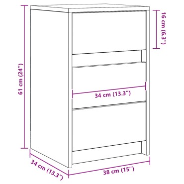 vidaXL Κομοδίνο Παλιό ξύλο 38x34x61cm Επεξεργασμένο ξύλο 1 τεμ.