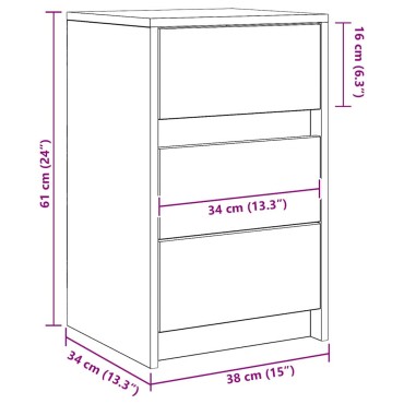vidaXL Κομοδίνο Παλιό ξύλο 38x34x61cm Επεξεργασμένο ξύλο 1 τεμ.