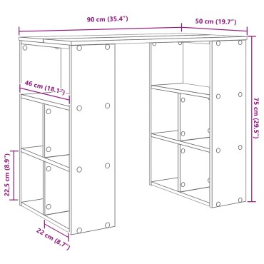 vidaXL Γραφείο Λευκό Επεξεργασμένο Ξύλο 90x50x75cm 1 τεμ.