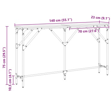 vidaXL Τραπέζι Κονσόλας Μαύρη Δρυς 140x23x75cm Κατασκευασμένο Ξύλο 1 τεμ.