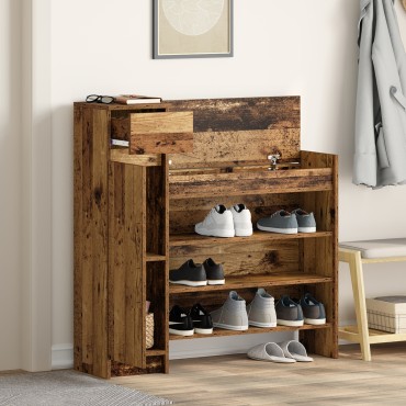 vidaXL Ντουλάπι παπουτσιών Παλιό Ξύλο 100.5x28x100cm Μηχανικά Ξύλο