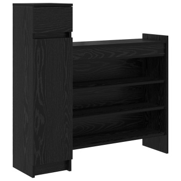 vidaXL ντουλάπι παπουτσιών Μαύρος Δρυς 100.5x28x100cm από επεξεργασμένο ξύλο