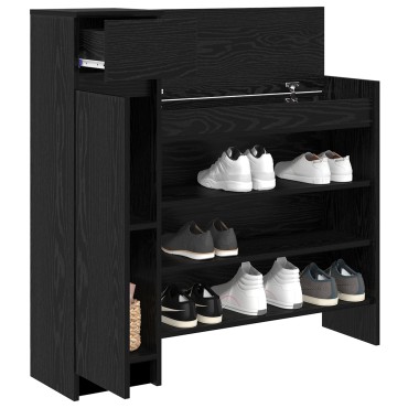 vidaXL ντουλάπι παπουτσιών Μαύρος Δρυς 100.5x28x100cm από επεξεργασμένο ξύλο