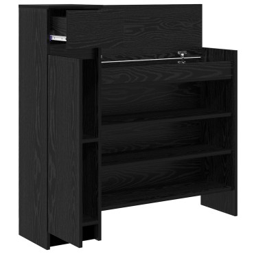 vidaXL ντουλάπι παπουτσιών Μαύρος Δρυς 100.5x28x100cm από επεξεργασμένο ξύλο