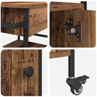 vidaXL Τροχοκάθισμα Κουζίνας Παλιό Ξύλο 56x43x89,5cm Κατασκευασμένο Ξύλο