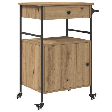 vidaXL Καρότσι Κουζίνας Ξύλο Καλλιτέχνη 56x43x89.5cm 1 τεμ.