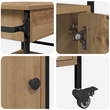 vidaXL Καρότσι Κουζίνας Ξύλο Καλλιτέχνη 56x43x89.5cm 1 τεμ.