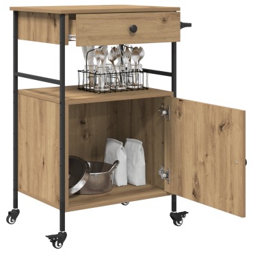 vidaXL Καρότσι Κουζίνας Ξύλο Καλλιτέχνη 56x43x89.5cm 1 τεμ.