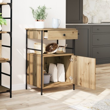vidaXL Καρότσι Κουζίνας Ξύλο Καλλιτέχνη 56x43x89.5cm 1 τεμ.