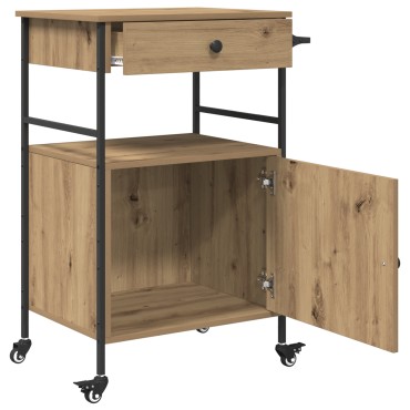vidaXL Καρότσι Κουζίνας Ξύλο Καλλιτέχνη 56x43x89.5cm 1 τεμ.