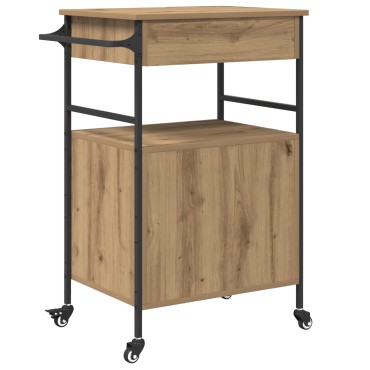 vidaXL Καρότσι Κουζίνας Ξύλο Καλλιτέχνη 56x43x89.5cm 1 τεμ.