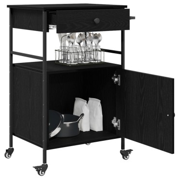vidaXL Καλάθι Κουζίνας Μαύρης Δρυός 56x43x89.5cm Κατασκευασμένο Ξύλο