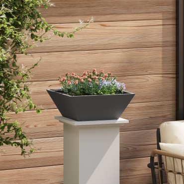 vidaXL Μεταλλική Γλάστρα Μαύρη Μέταλλο 40 x 40 x 15 cm Γλάστρες