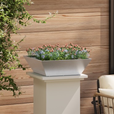 vidaXL Μεταλλική Γλάστρα Ανοξείδωτο ατσάλι 50 x 50 x 15 εκ.