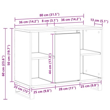 vidaXL Artisan Oak Vanity Artisan Oak Επεξεργασμένο ξύλο Μέτριο