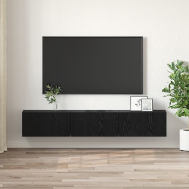 vidaXL Σετ Καταχώρησης Τηλεόρασης Μαύρη Βελανιδιά Επεξεργασμένο ξύλο