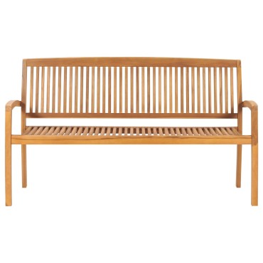 vidaXL Παγκάκι Κήπου Στοιβαζόμενο Μασίφ Ξύλο Teak & Μαξιλάρι 159x57,5x90cm 1 τεμ.