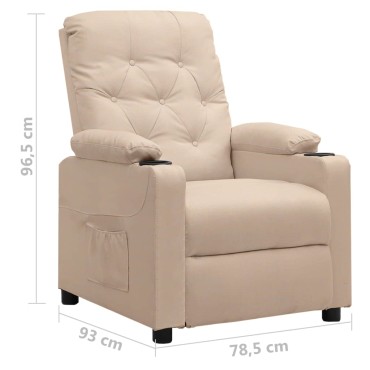 vidaXL Πολυθρόνα με Ανύψωση Κρεμ Υφασμάτινη 78,5x93x96,5cm 1 τεμ.