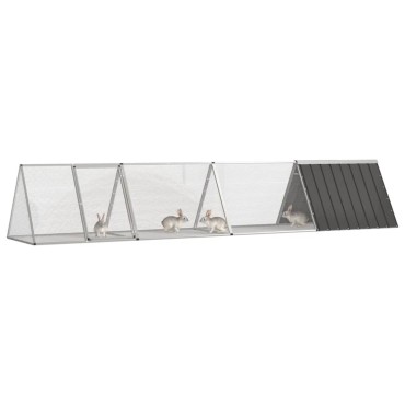 vidaXL Κλουβί Κουνελιών Ανθρακί 403,5x80,5x71 εκ Γαλβανισμένος Χάλυβας